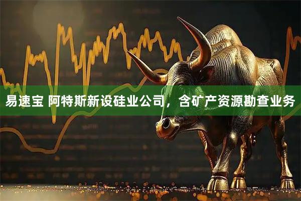 易速宝 阿特斯新设硅业公司，含矿产资源勘查业务